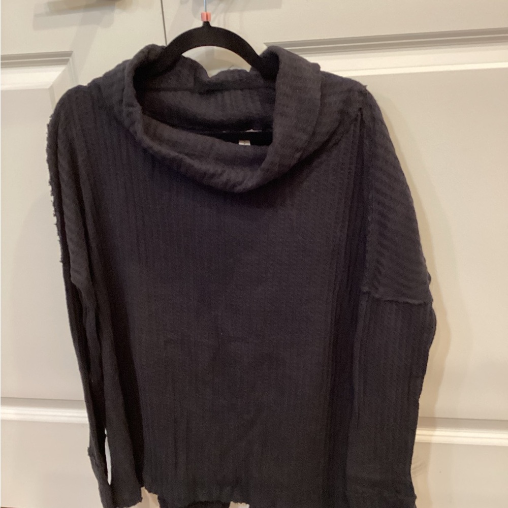 Free People Women's Black Cowl Neck Sweater